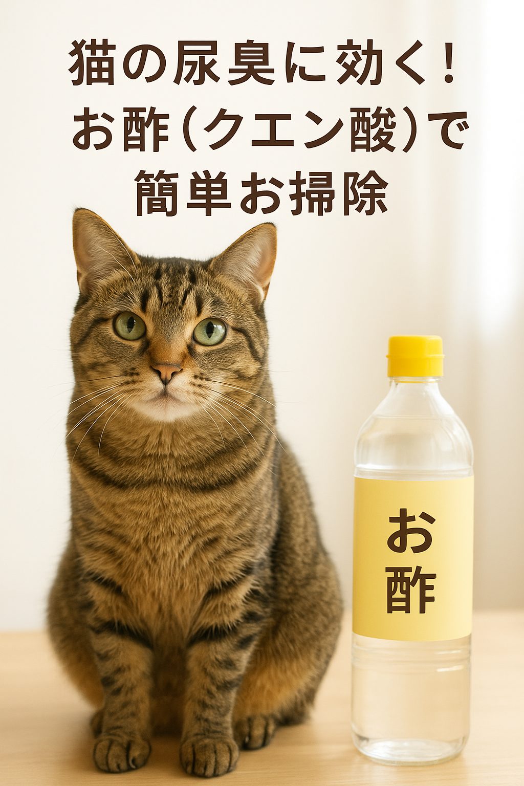 猫のおしっこの臭い対策に効果的なお酢（クエン酸）とキジトラ猫