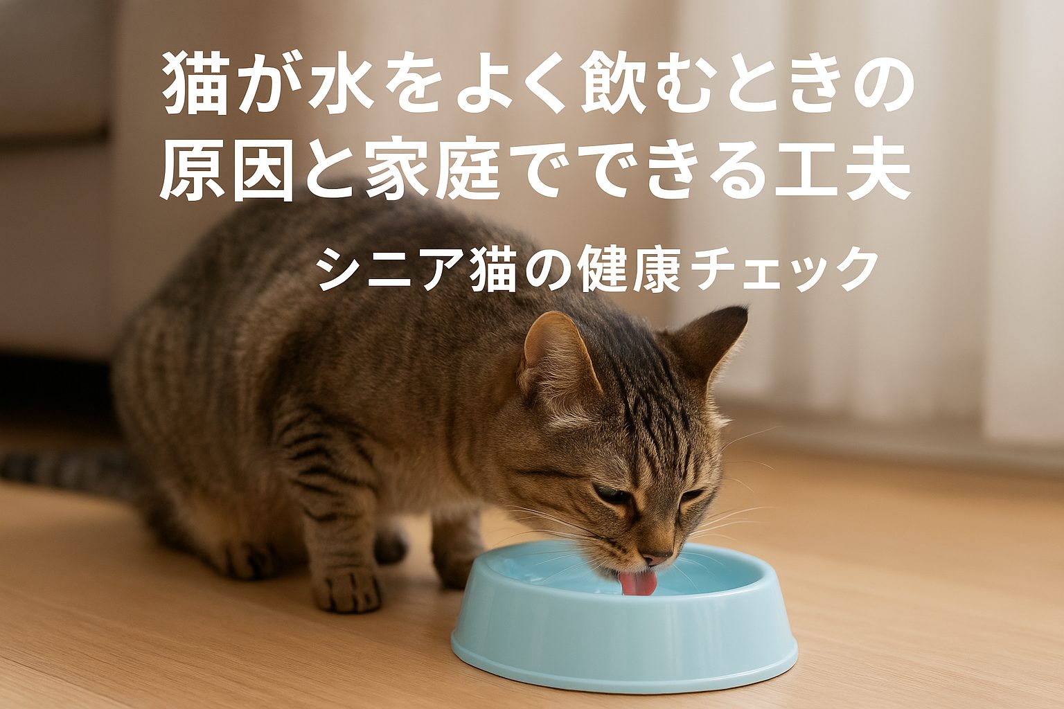 シニア猫が水を飲む様子