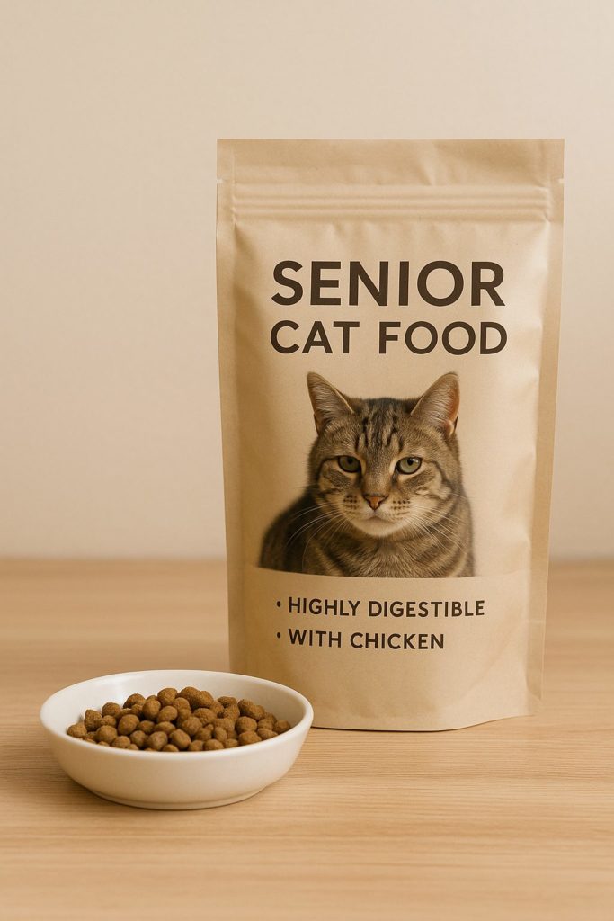 高齢猫向けのシニアキャットフードのパッケージ